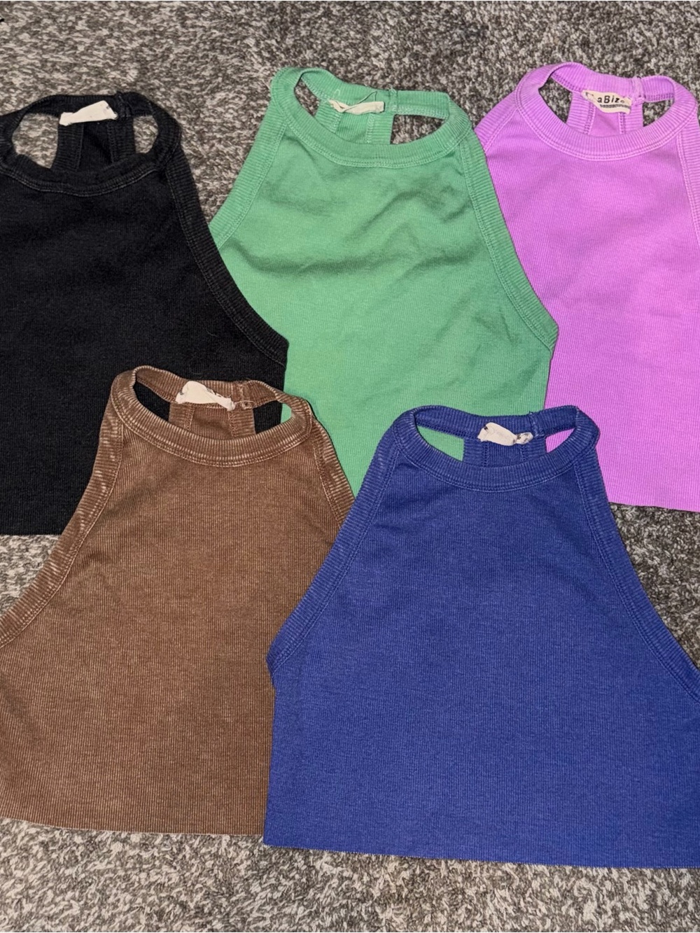 Labiz Boutique Ribbed High Neck Crop Tank Bundle-5 Tops-Size Large